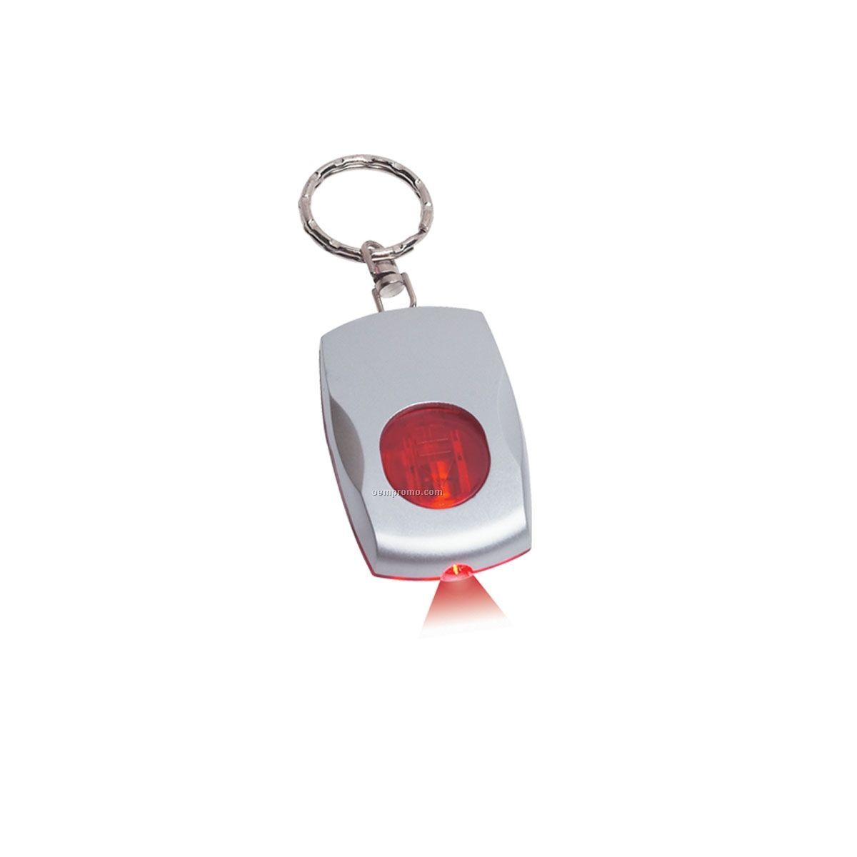 Light Up Keychain - Silver W/ Red Accents & White LED