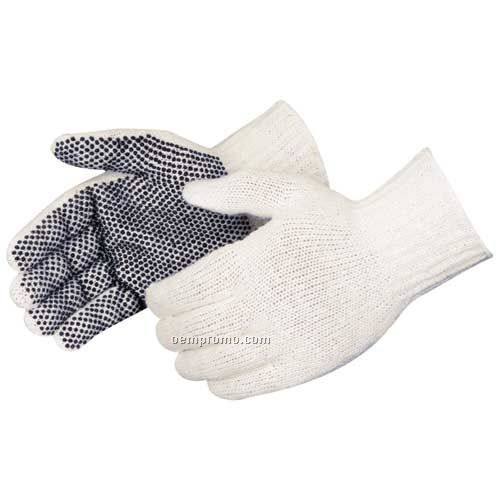 Men's & Ladies' Pvc Dotted Palm Cotton/ Polyester Gloves