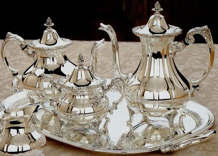 The Burgundy Collection 5-piece Silverplated Tea Set