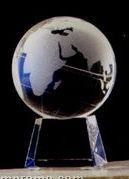 2-3/8" Optical Crystal Globe Award On Crystal Base