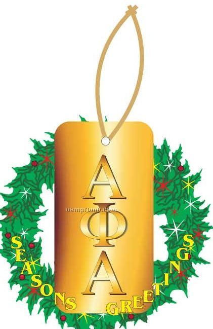 Alpha Phi Alpha Fraternity Letters Wreath Ornament / Mirror Back(4 Sq. In.)