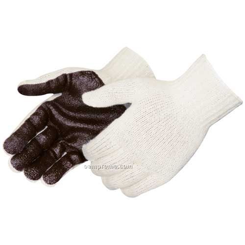 Men's & Ladies' Brown Pvc Palm Coated Knit Gloves