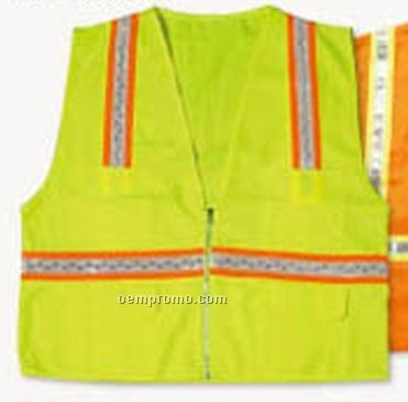 High Visibility Mesh Safety Vest W/ Flashing Light (Snap Button)