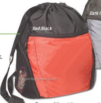 Q-tees Nylon Drawstring Backpack (14-1/2"X17"X6")