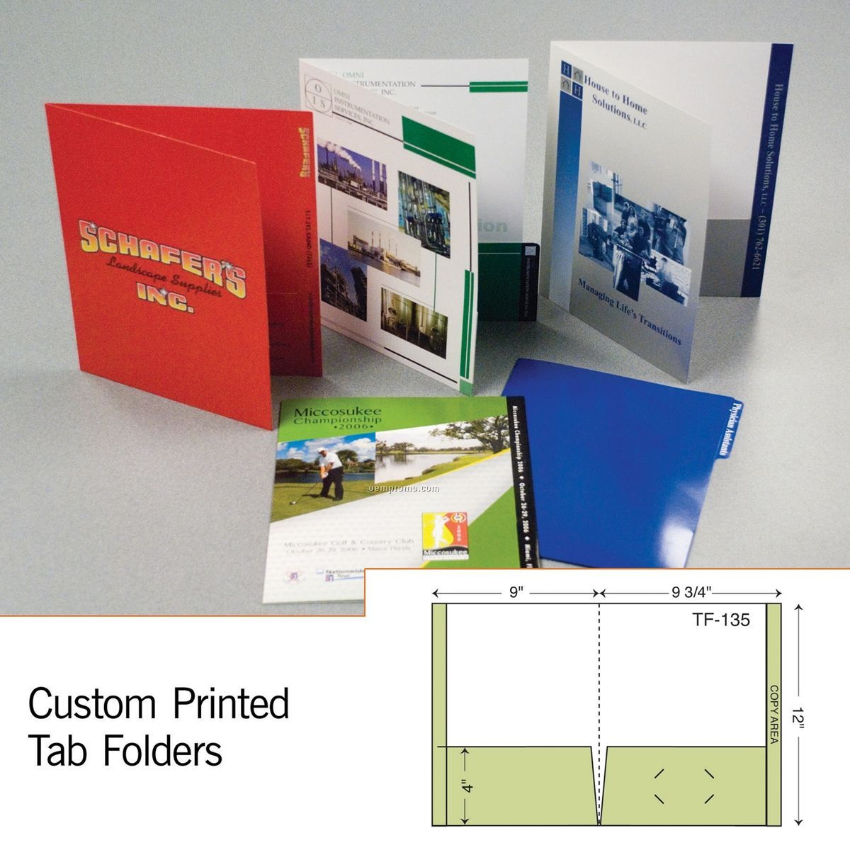 Tab Folder W/ 2 Reinforced Pocket & Full Tab (1 Color/1 Side)