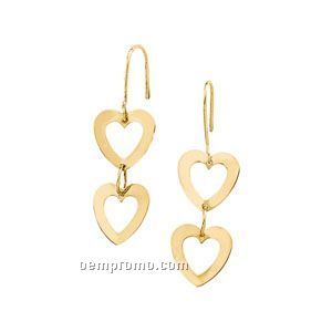 14ky Geometric Heart Earrings