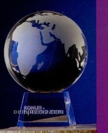 4" Optical Crystal Globe Award On Crystal Base