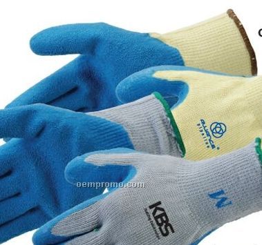 Blue Textured Latex Palm Coated Gloves With Yellow Shell (S-xl)