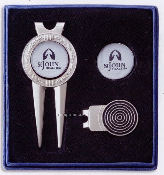 Divot Tool Repair Kit & Hat Clip Set With 2 Ball Markers