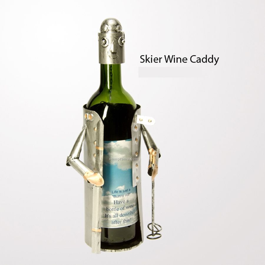 Skier Tin Man Wine Caddy