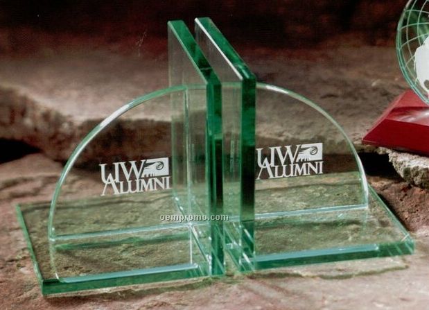 Jade Glass Book Ends Award (6"X5"X6")