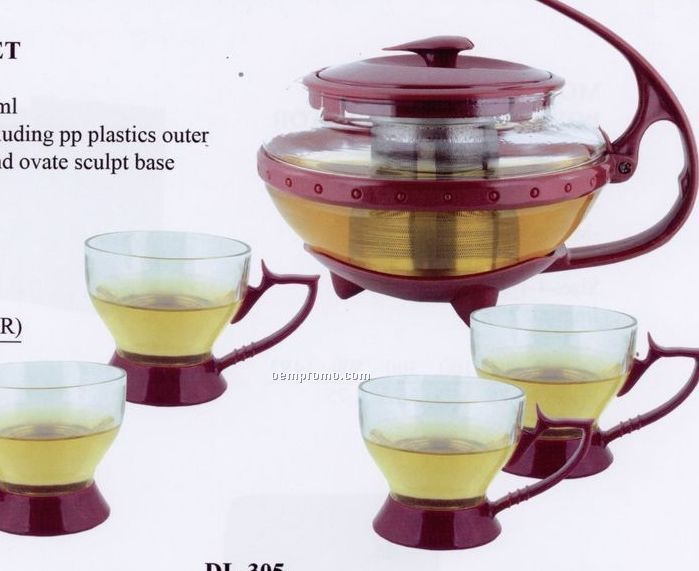 Sunny Pot Tea & Coffee Set /1 Pot And 4 Cups