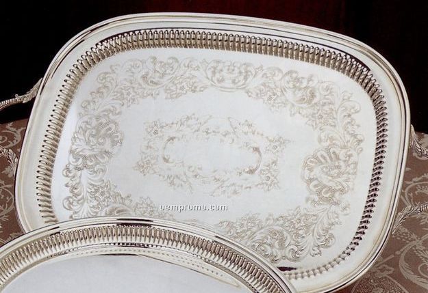 The Queen Anne Collection Silverplated Footed Oblong Tray