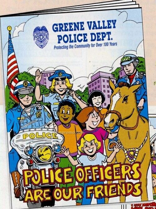 8"X10-5/8" 16 Page Coloring & Fun Book (Police Officers Are Our Friends)