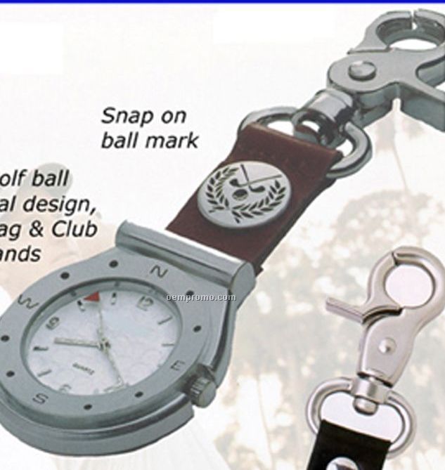 Cititec Clip Analog Quartz Golf Design Watch (Brown & Silver W/ White Face)
