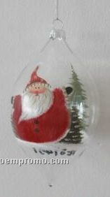 Santa Ellipse Clear Glass Ornament
