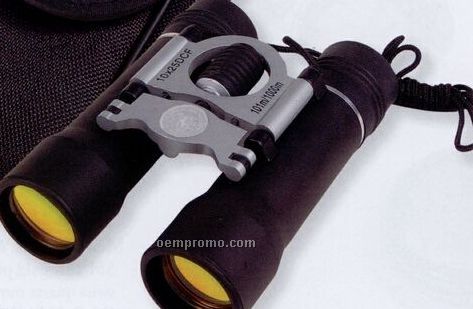 10x25 Binoculars With Black Nylon Carry Bag - Gold Medallion