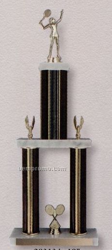 21" Two Poster Trophy On 3 Tiers Of Marble