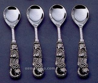 4 Piece Silver Plated Grape Spoon Set