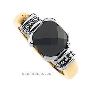 Ladies' 14ktt 8x8 Genuine Onyx Ring
