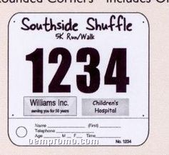 7 1/2"X7 1/2" Pin On Race Number With 1 Custom Tag