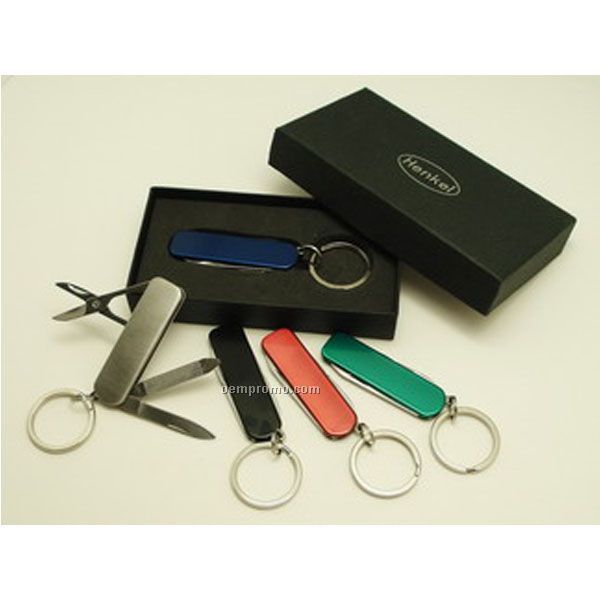 Multi-functional Knife With Colorful Blade 3-tools Key Ring