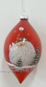 Santa Ellipse Red Glass Ornament