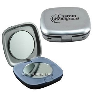 Square Lighted Compact Mirror - Silver