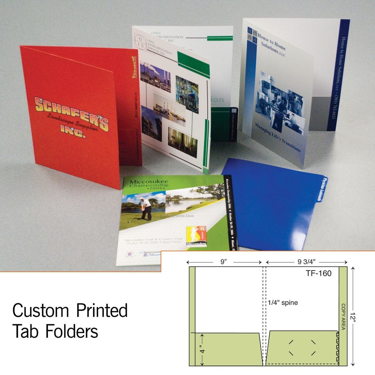 Tab Folder W/ Expansion Pocket, Full Tab & 1/4" Spine (1 Color/1 Side)