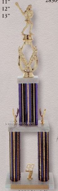 24" Two Poster Trophy On 3 Tiers Of Marble