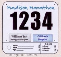7 1/2"X7 1/2" Pin On Race Number With 2 Custom Tags