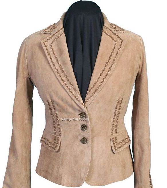 Ladies Lamb Suede Leather Jacket (S-2xl)