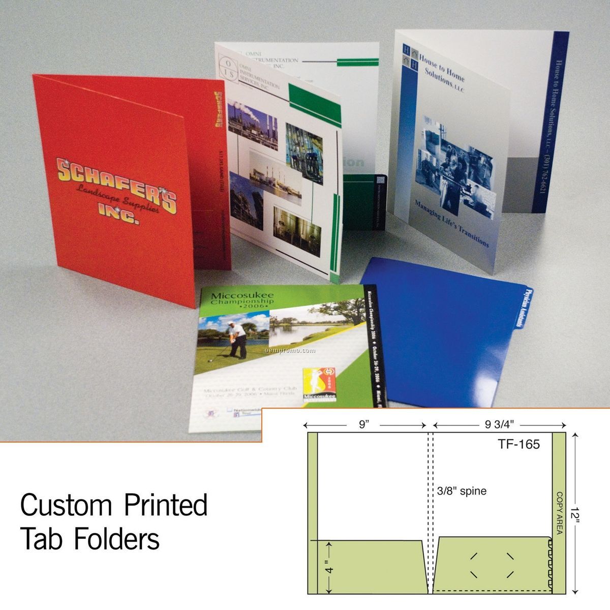 Tab Folder W/ Expansion Pocket, Full Tab & 3/8" Spine (1 Color/1 Side)