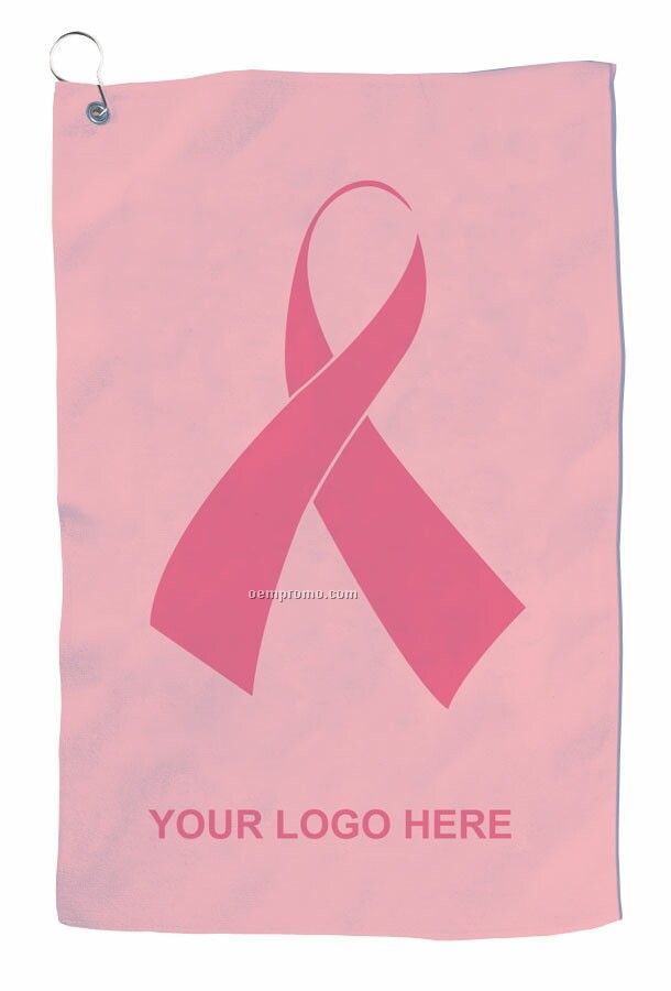 Pink Ribbon Golf Towel / Strength Design - Printed