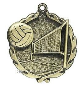 Medal, "Volleyball" - 1-3/4" Wreath Edging