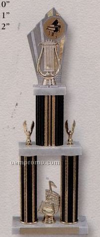 21" Two Tier Three Column Trophy W/ 3 Tiers Of Marble