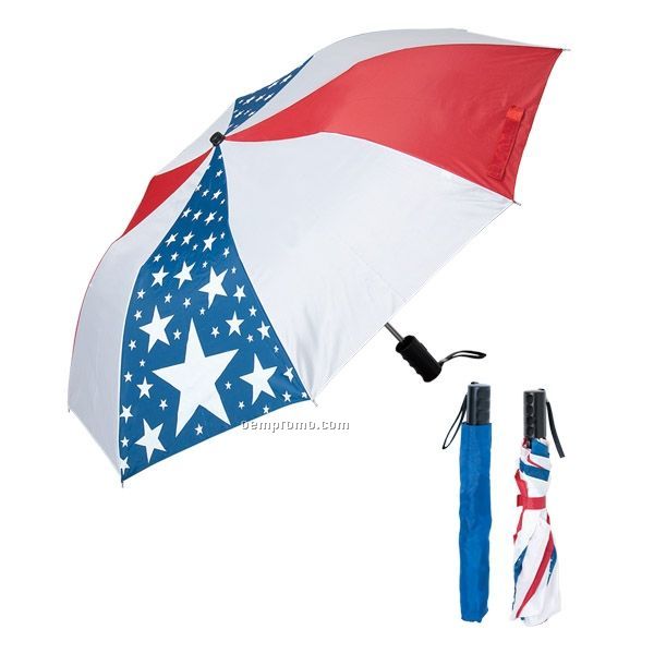 Folding Usa Umbrella (Blank)