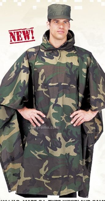 Gi Woodland Camouflage Military Poncho