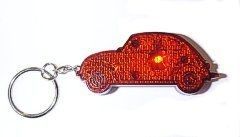 Red Vw Bug Car Light Up Reflector Keychain With Red LED