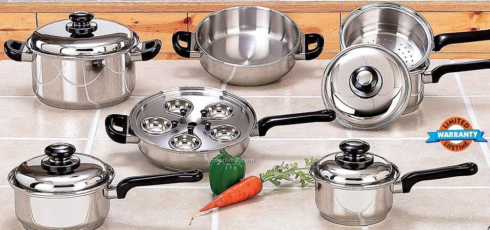 17 PC Stainless Steel Cookware Set
