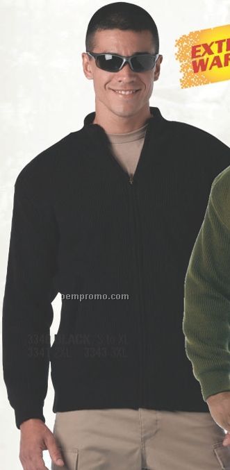 Black Reversible Zip-up Military Commando Sweater