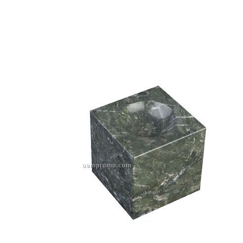 Jade Leaf Cube W / Indentation (3"X3"X3")