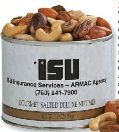 Deluxe Nut Mix In Tin W/ Holiday Label 10 Oz.