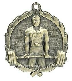 Medal, "Weightlifting" - 1-3/4" Wreath Edging