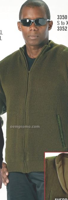 Olive Green Drab Reversible Zip-up Military Commando Sweater