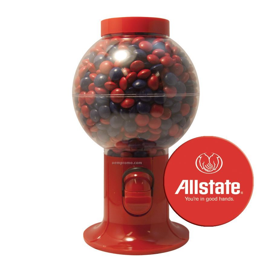 Red Gumball Machine Filled With Corporate Color Chocolates