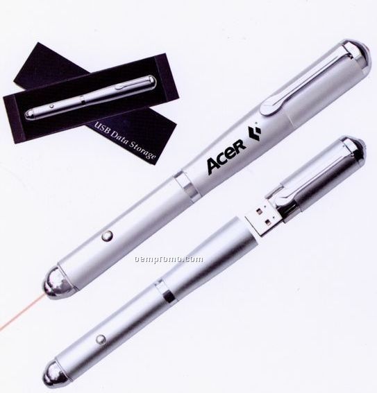 Metal Pen With USB Laser Pointer & USB Flash Drive (128mb) (6"X3/4")