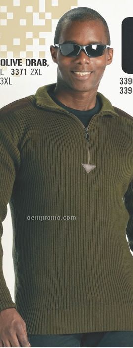 Olive Green Drab 1/4-zip Military Commando Sweater