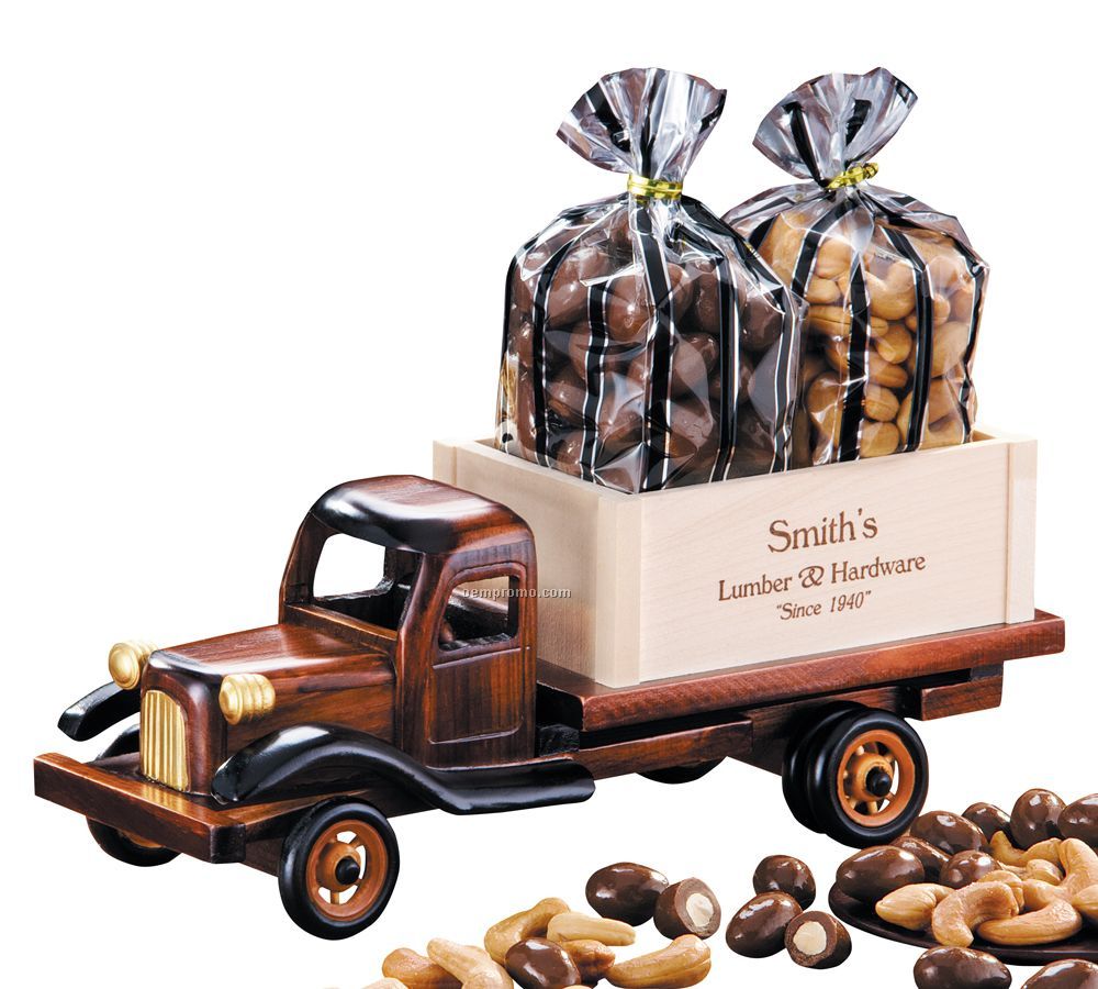 1950's Flat Bed Truck W/ Chocolate Almonds And Jumbo Cashews