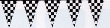 50' Black & White Checkered Pennant Streamers